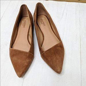 Crown Vintage Brown Suede Pointed-Toe Flats // Size 10